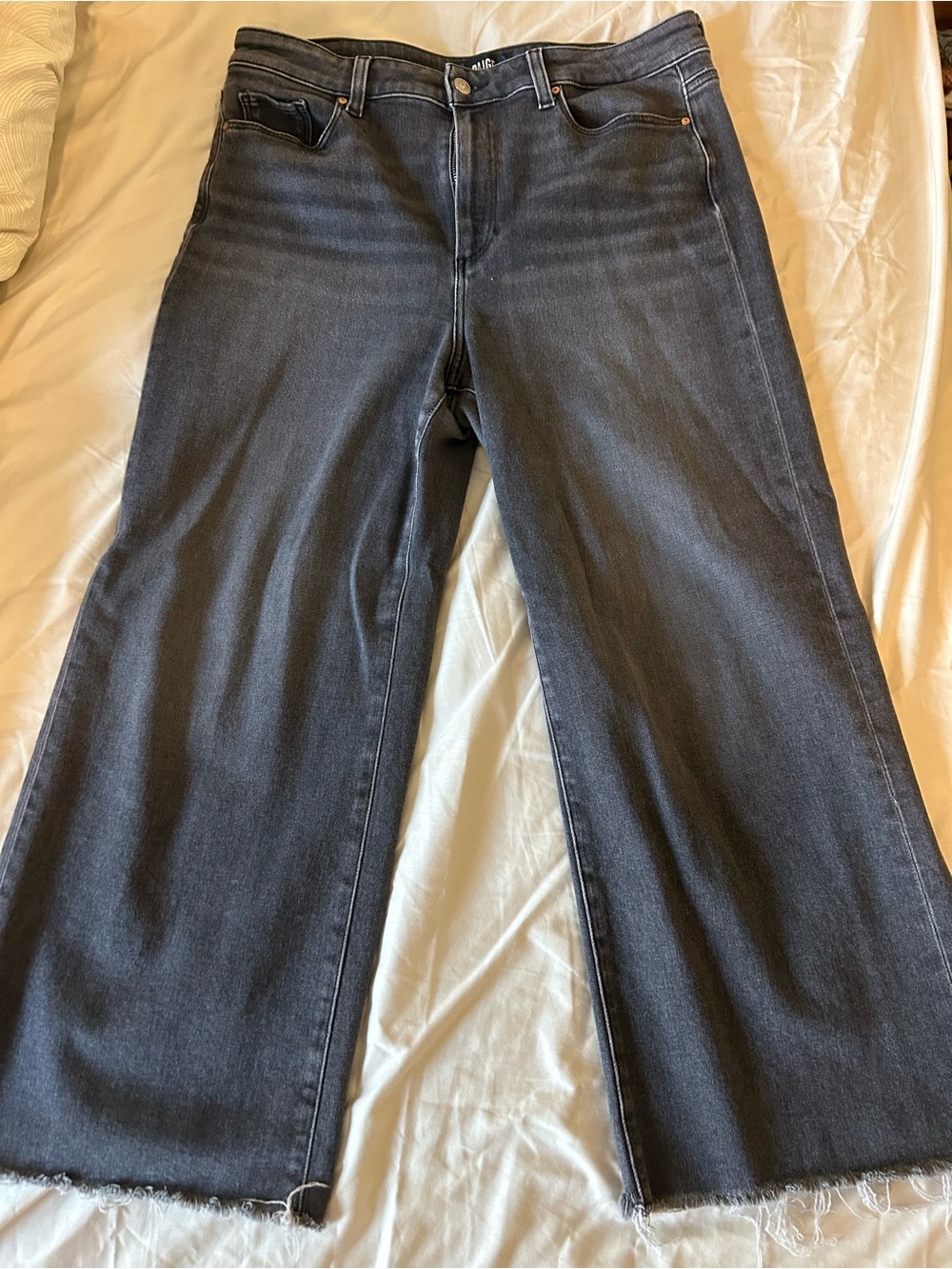PAIGE Anessa Wide-Leg Jeans in Dark Gray Wash